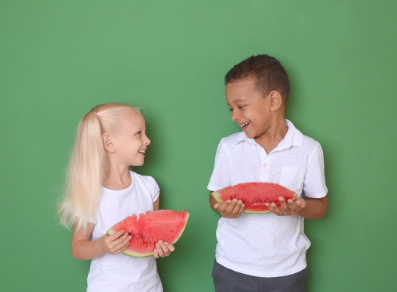 Kids with watermelon